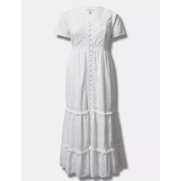 Torrid Maxi Dress White Cotton Voile Crochet Bride Wedding  Festival Boho NWT Ne - Picture 1 of 11